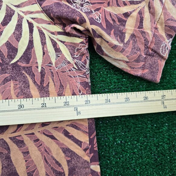 Columbia Shirt Mens Medium/Large Red Orange Floral Leaf‎ Vintage Hawaiian Beach - Picture 4 of 9